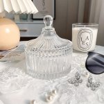 1PC Retro Glass Jewelry Storage Jar Transparent Storage Jar With Lid Jewelry Box Desktop Decoration Small And Exquisite Jewelry