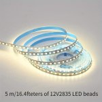 12VLED Soft Light Strip 5 Meters 600 Super Bright Bare Board 2835 Lamp Beads Line Light Self-adhesive Counter Light Box Light St