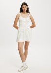 Cotton On Eden Corset MINI Dress - Lizzie Ditsy Creme Fraiche