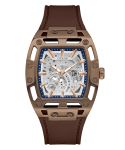 Guess Brown Coffee Automatic Watch With Leather Strap