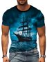 Men's Casual Crew Neck Graphic T-Shirt With Fancy Print Trendy Short Sleeve Top For Summer Daily Wear