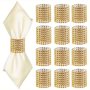 50PCS Luxurious Golden Napkin Rings With Sparkling Rhinestones Elegant Hollow Design For Special Occasions And Dinner Decor