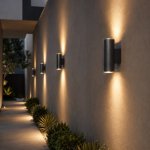 Bue Round Up And Down Outdoor Wall Light Black E27 IP65