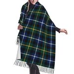 Lmnswda Clan Macneil Dark Blue And Green Scottish Tartan Women's Fashion Cashmere Feel With Tassel Large Scarf Warm Party Shawl