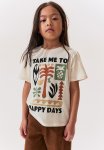 Printed T-Shirt - Natural White Happy Days