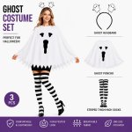 3PCS Ghost Set White Dress Headband Black And White Striped Socks