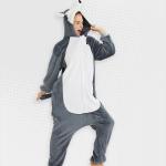 Adults Grey Wolf Onesie - XL