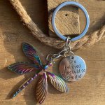 Quenching Colorful Dragonfly Keychain Car Fan Key Chain