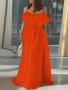 Ruffle Trim Sleeveless Cami Dress Tie-waist Strap Maxi Length Dress Women's Clothing
