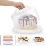 Bstkey Portable Cake Carrier With Lid And Handle Cake Turntable + Cupcake Storage Tray For Transport 10" Round Cake Container Ho