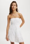 Cotton On Jaime Strapless MINI Dress - White Broderie