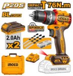 Ingco CIDLI20768 20V Ps+ C l Drill Impact 76NM Kit