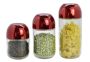 Continental Homeware 3 Piece 400/600/800ML Glass Jar With Maroon Lid