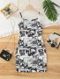 Chic Summer Cami Dress For Girls - Comfy Polyester Machine Washable Letter Print Design