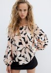 Off-the-shoulder Blouse - Pink Multi