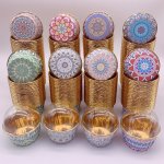 50PCS Boho Cupcakes With Lids Disposable Muffin Cups With Lids Heat Resistant Glossy Cupcake Liners Bohemian Style Muffin Molds