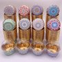 50pcs Boho Cupcakes With Lids Disposable Muffin Cups With Lids Heat Resistant Glossy Cupcake Liners Bohemian Style Muffin Molds Baking Tools Curled Edge Cake