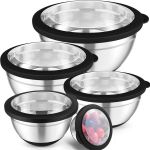 Homgem Mixing Bowls 5-PIECE Stainless Steel Serving Salad Bowls With Lids
