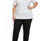 Ladies Spot Print Pj Pants - 6XL Blk wht