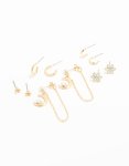Goldair Gold Celestial Stacker Earrings 5-PACK
