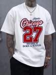 Men's Chicago 27 Print Short Sleeve T-shirts Comfy Casual Elastic Crew Neck Tops Men's Clothing