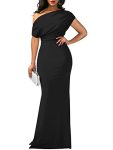 Ymduch Women's Elegant Sleeveless Off Shoulder Bodycon Long Formal Party Evening Dress Black