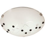 300MM Metal Base Ceiling Light Fitting With Patterned Frosted Glass And Chrome Clips