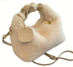 Chic Faux Fur Shoulder Bag - Elegant Knot Handle Design With Detachable
