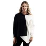 2-TONE Asymmetrical Pointy Knit Top - Black L xl