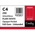 Croxley C4 White Gummed Envelopes Box Of 250