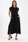 Mia Short Sleeve Maxi Dress With Pockets Black