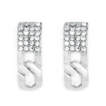 Silver Link Huggie Earrings