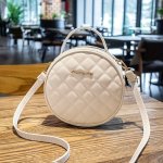 Quilted Embroidery Pu Leather MINI Crossbody Handbag For Girls Fashionable Lightweight Small Shoulder Bag With Top Handle And Zi