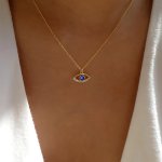 Elegant Vintage-inspired Evil Eye Pendant Necklace With Rhinestone Accents - Zinc Alloy Perfect For Casual Attire & Parties