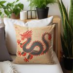 Chinese Dragon On Beige Luxury Scatter By Wikus Schalkwyk