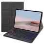 For Microsoft Surface Go 3 / 2 / 1 Sfgos Tri-color Backlit Tree Texture Bluetooth Keyboard Leather Case Black + Black