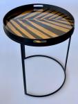 Round Black & Gold Leaf Side Table Tray – 72X51CM