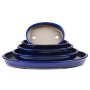 Japanese Ruri Glazed Oval Containers - 480 X 390 X 60MM