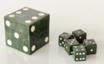 Green Dice Box With 5 Dice 9X9.5X9.5CM
