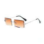 Laspor Silver Rimless Sunglasses Rectangle For Men And Women 90S 2000S Retro Vintage Square Frameless Tinted Glasses Shades Silv