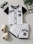 2PCS Baby's Sporty Style Pattern T-Shirt & Casual Shorts Toddler & Infant Boy's Clothing Set For Spring Summer