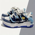 Women's Unique Design Casual Sneakers Cute Diy Lace Up Platform Soft Sole Walking Skate Shoes Low-top Comfort Preppy Shoes