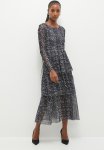 Animal Printed Tiered Layered Dress - Grey