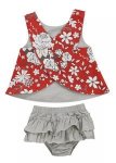 Red Floral Top And Gray Bloomer