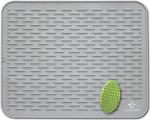 Silicone Dish Drying Mat & Scrubber XXL 21" X18 " Gray Kitchen Dish Drainer Mats & Trivet Food Safe Fast Draining Pad For Dishes