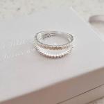 Namira - 925 Sterling Silver Double Band Cz Stones Ring - Size 9