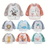 Waterproof Long Sleeves Reverse Wear Cartoon Bib For Home And Travel Use Easy To Clean