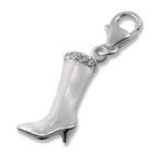 C923-C12718 - 925 Sterling Silver Cz Boot Dangle Charm