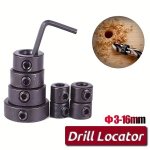 8PCS Woodworking Drill Locator 3-16MM Shaft Depth Stop Collars Ring Positioner Drill For Wood Drill With Hexagon Wrench Bit Tool