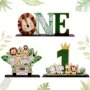 One Year Birthday Party Decoration Wooden Table Centerpieces Jungle Safari Happy 1St Birthday Party Supplies Wild One Jungle Animals Theme Party Gifts